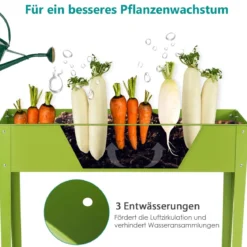 Erhöhter Pflanzkasten Metall-Hochbeet mit reichlich Pflanzfläche Pflanzkasten mit 2 Drainagelöchern Grün