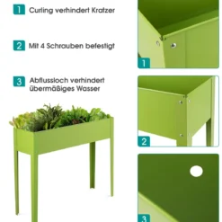 Erhöhter Pflanzkasten Metall-Hochbeet mit reichlich Pflanzfläche Pflanzkasten mit 2 Drainagelöchern Grün