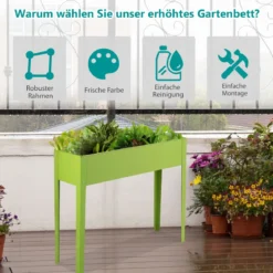Erhöhter Pflanzkasten Metall-Hochbeet mit reichlich Pflanzfläche Pflanzkasten mit 2 Drainagelöchern Grün
