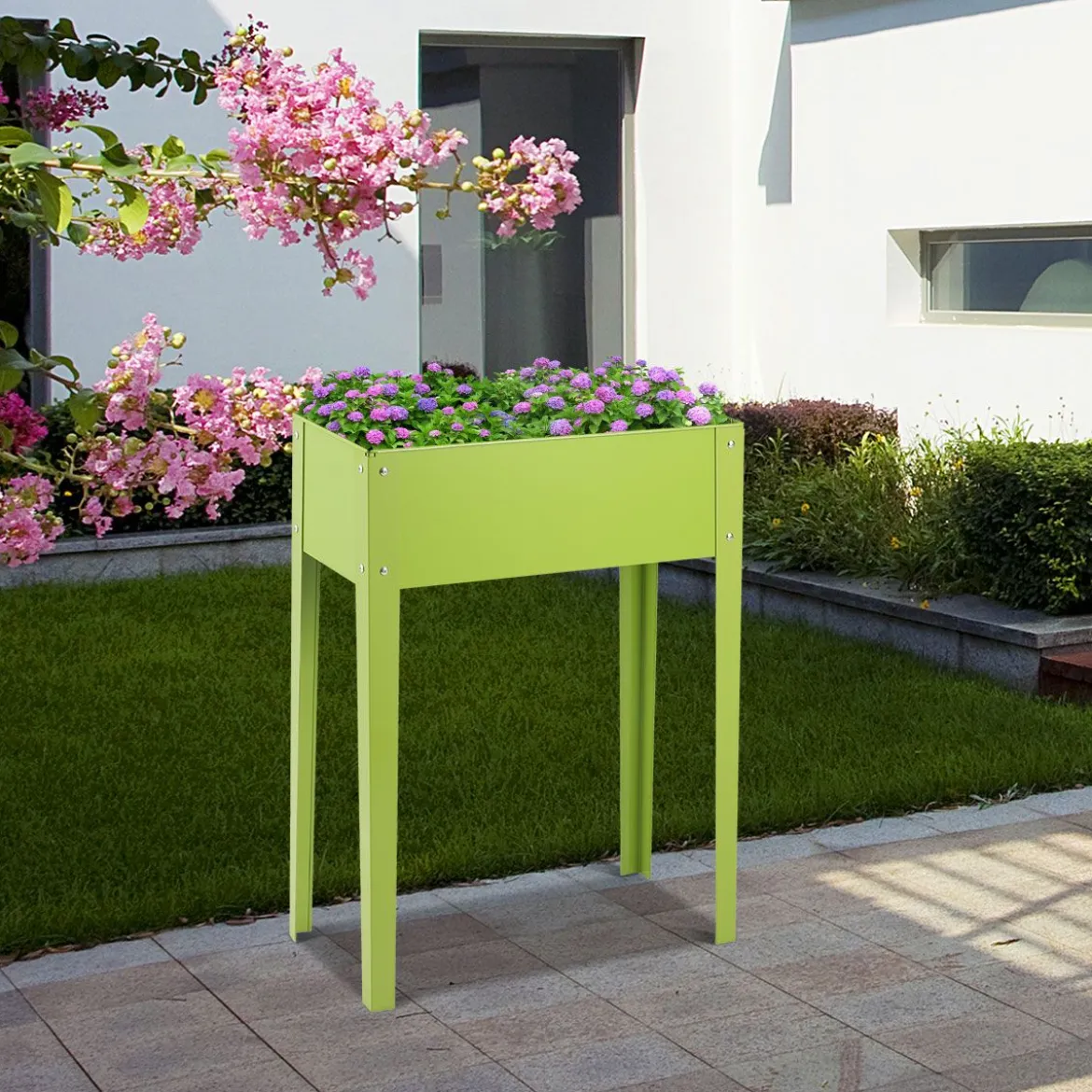 Erhöhter Pflanzkasten Metall-Hochbeet mit reichlich Pflanzfläche Pflanzkasten mit 2 Drainagelöchern 60 x 30 x 80cm