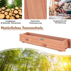 Erhöhtes Gartenbeet Pflanzkasten aus Tannenholz für Garten 91,5 x 18 x 16 cm Braun