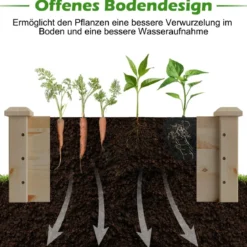 Erhöhtes Holzbeet Outdoor-Holzpflanzkasten für Gemüse 240 x 60 x 25 cm Natur