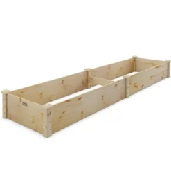 Erhöhtes Holzbeet Outdoor-Holzpflanzkasten für Gemüse 240 x 60 x 25 cm Natur