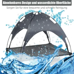 Erhöhtes Hundebett mit abnehmbarer Überdachung Haustierbett 90 x 81 x 86 cm Grau