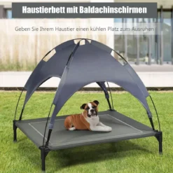 Erhöhtes Hundebett mit abnehmbarer Überdachung Haustierbett 90 x 81 x 86 cm Grau