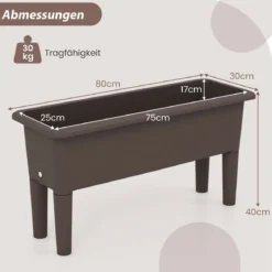 2er Hochbeet Gartenbeet aus Kunststoff 29 L Pflanzkasten mit abnehmbaren Beinen & Drainageloch Kaffee
