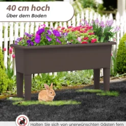 2er Hochbeet Gartenbeet aus Kunststoff 29 L Pflanzkasten mit abnehmbaren Beinen & Drainageloch Kaffee