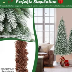 3er Künstlicher Weihnachtsbaum mit Schnee & LED-Lichtern & Metallständer Christbaum