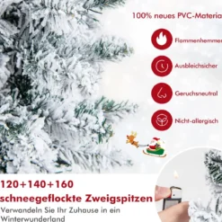 3er Künstliche Weihnachtsbaum mit Schnee & Sockel aus Metall 90 + 120 + 150 cm Grün