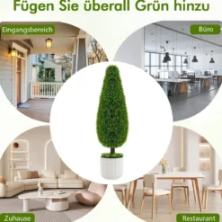 2er Kunstpflanze Zeder 90 cm Kunstbaum mit Topf Zimmerpflanze Deko Grün