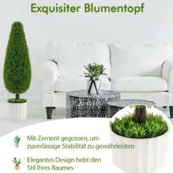2er Kunstpflanze Zeder 90 cm Kunstbaum mit Topf Zimmerpflanze Deko Grün
