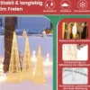 3er LED Weihnachtsbaum Kegelform mit Lichterkette & Sternschnüren Beleuchtete Weihnachtsdeko