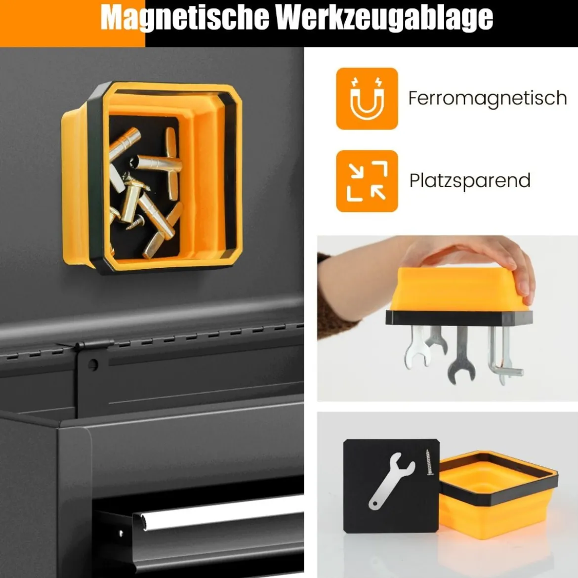 4er Magnetschale Magnetische Werkzeugschale 11,5x11,5 cm Werkzeugablage für Aufbewahrung