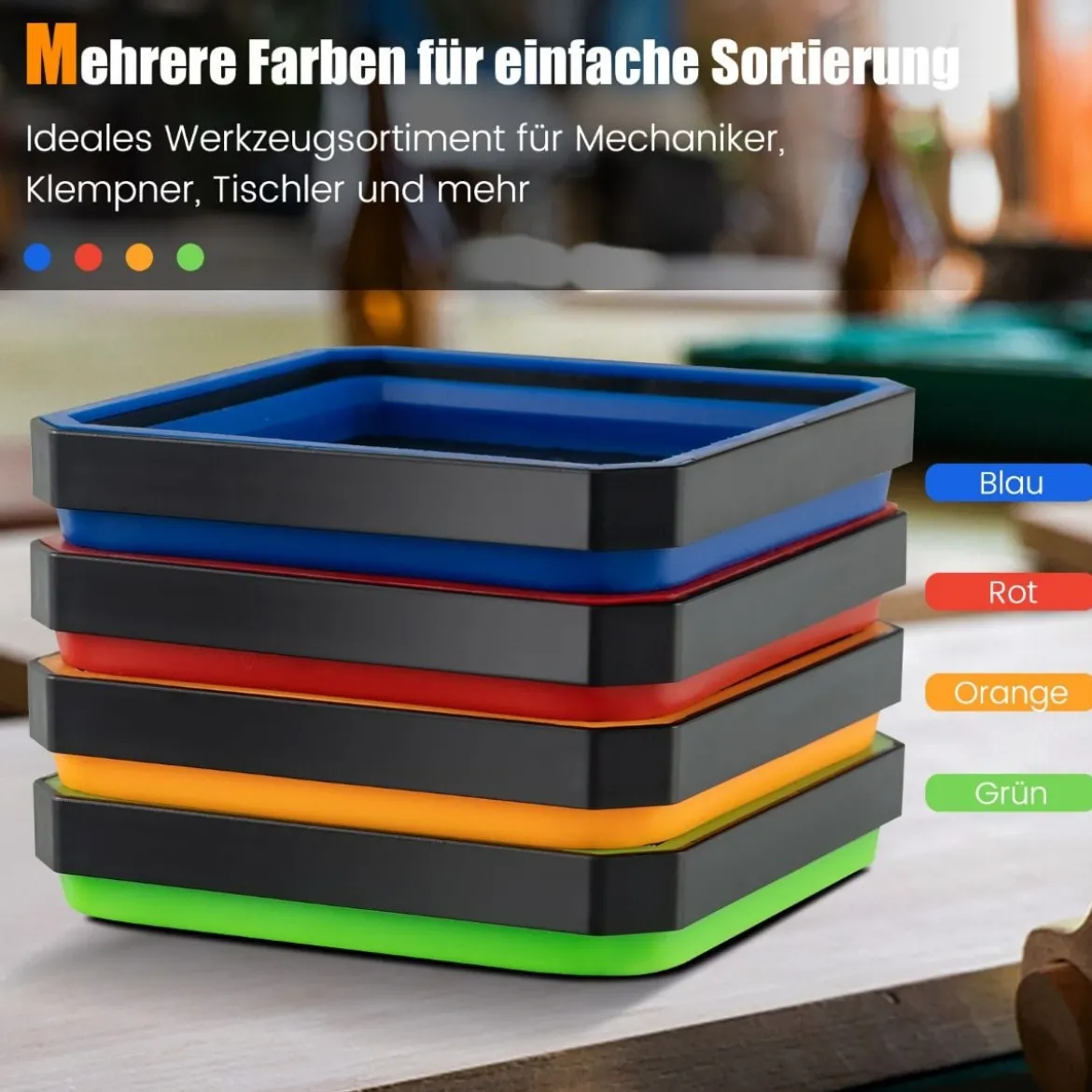 4er Magnetschale Magnetische Werkzeugschale 11,5x11,5 cm Werkzeugablage für Aufbewahrung