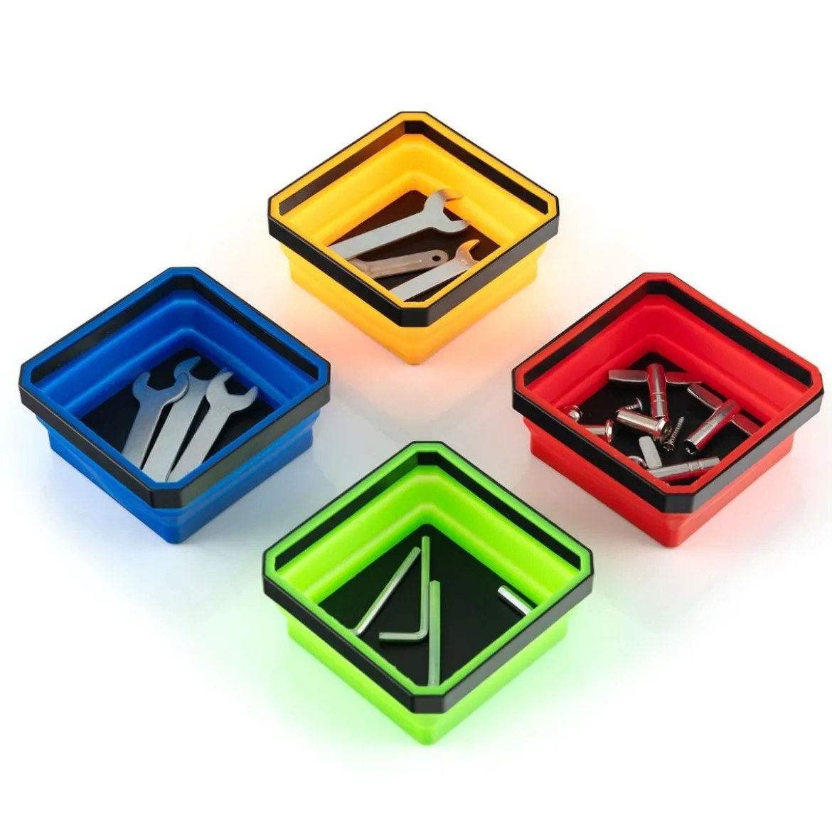 4er Magnetschale Magnetische Werkzeugschale 11,5x11,5 cm Werkzeugablage für Aufbewahrung