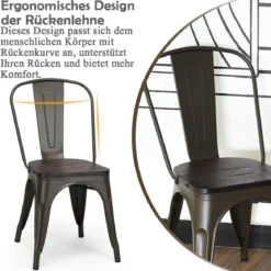4er Metallstuhl Esszimmerstuhl mit Rückenlehne & Metallkonstruktion Bistrohstuhl Barstuhl Bronze