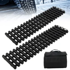 2er-Pack Reifen-Traktionsmatten mit Tasche Notfall-Traktionshilfe Schwarz 82 x 21 x 2,8 cm