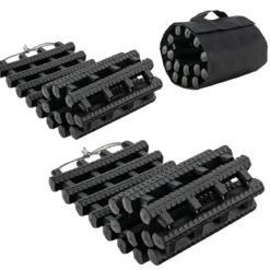 2er-Pack Reifen-Traktionsmatten mit Tasche Notfall-Traktionshilfe Schwarz 61,5 x 21 x 2,8 cm