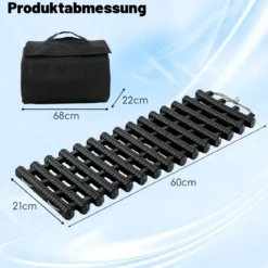 2er-Pack Reifen-Traktionsmatten mit Tasche Notfall-Traktionshilfe Schwarz 61,5 x 21 x 2,8 cm
