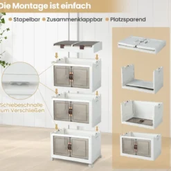 3er-Pack Stapelboxen mit Deckel & Rollen & Türen Faltbare Aufbewahrungsbox Kunststoffbox 160L