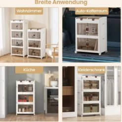 3er-Pack Stapelboxen mit Deckel & Rollen & Türen Faltbare Aufbewahrungsbox Kunststoffbox 160L