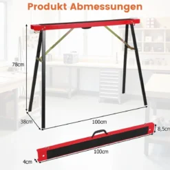 2er-Pack tragbare Sägeböcke galvanisierter Metall-Arbeitsbock mit rutschfester Oberseite Schwarz + Orange