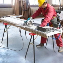 2er-Pack tragbare Sägeböcke galvanisierter Metall-Arbeitsbock mit rutschfester Oberseite Schwarz + Orange