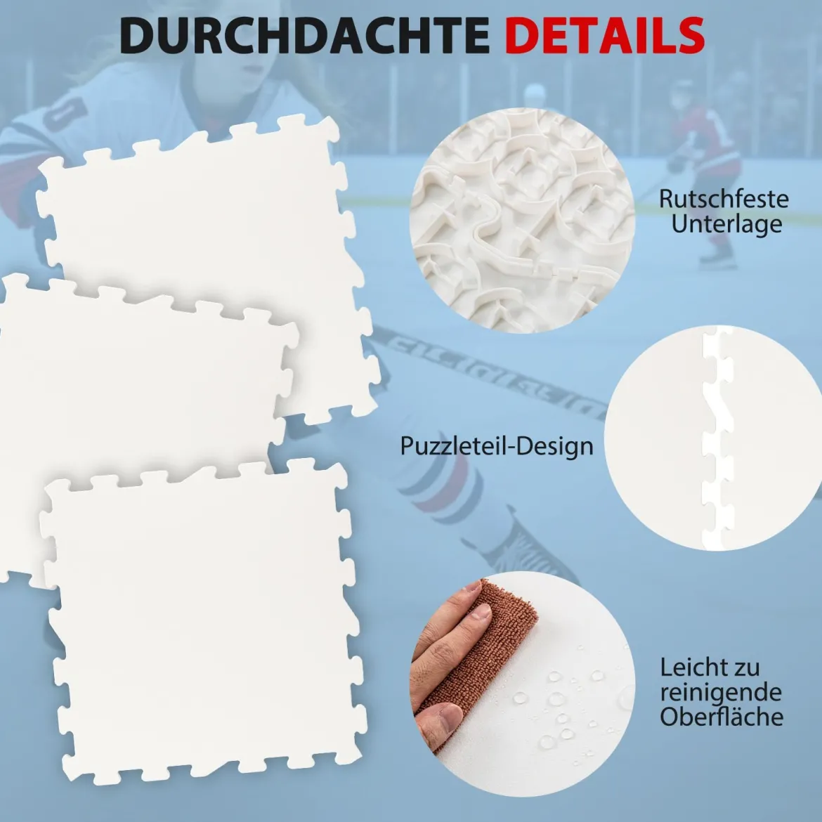 10er-Pack Trockenland Synthetische Eisfliesen zum Training Hockey-Bodenmatte 465 x 465 cm