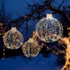 3er-Pack Weihnachtliche LED-Lichtkugeln Runde Weihnachtsbeleuchtung in 3 Größen Golden