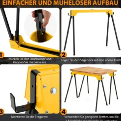 2er-Pack Zusammenklappbare Sägeböcke Kompaktes Elektrowerkzeug-Ständerpaket 92 x 48 x 74 cm