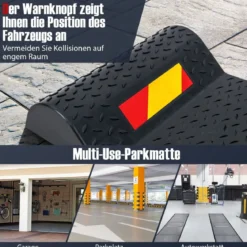 2er Parkmatten mit Bremsschwelle Robuste Einparkhilfe mit Warnstreifen Premium Radstopper