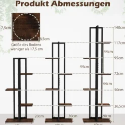 3er Pflanzenständer Set 4+5+6 Etagen Blumenständer aus Holz & Metall Blumenregal