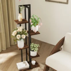 3er Pflanzenständer Set 4+5+6 Etagen Blumenständer aus Holz & Metall Blumenregal