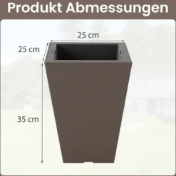 2er Pflanzkübel mit Innentopf Blumentöpfe mit Entwässerungslöchern Wetterfest Braun