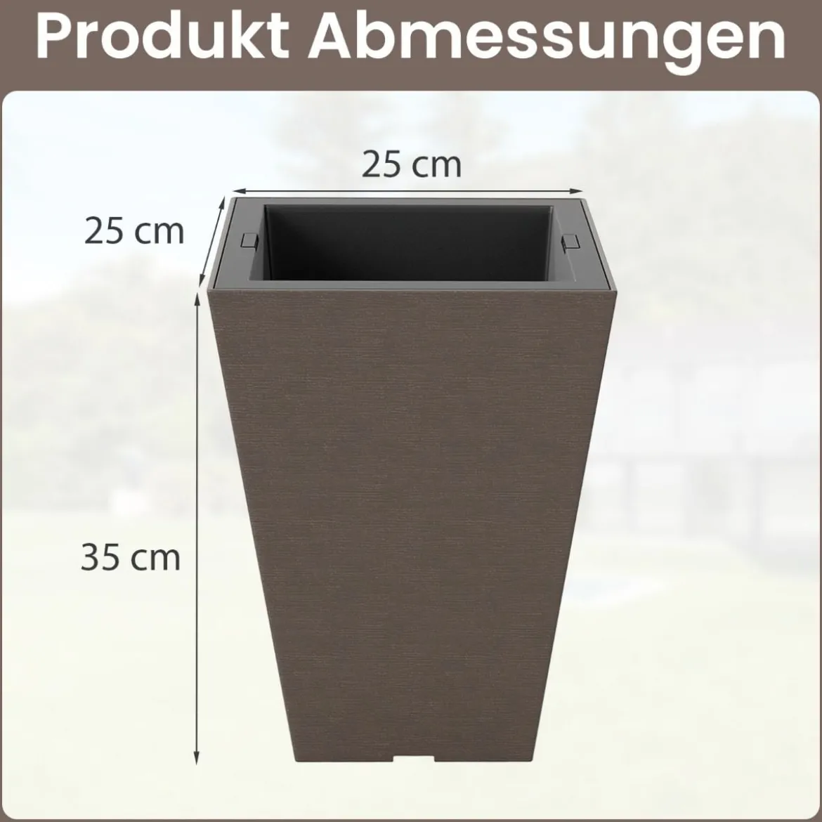 2er Pflanzkübel mit Innentopf Blumentöpfe mit Entwässerungslöchern Wetterfest Braun