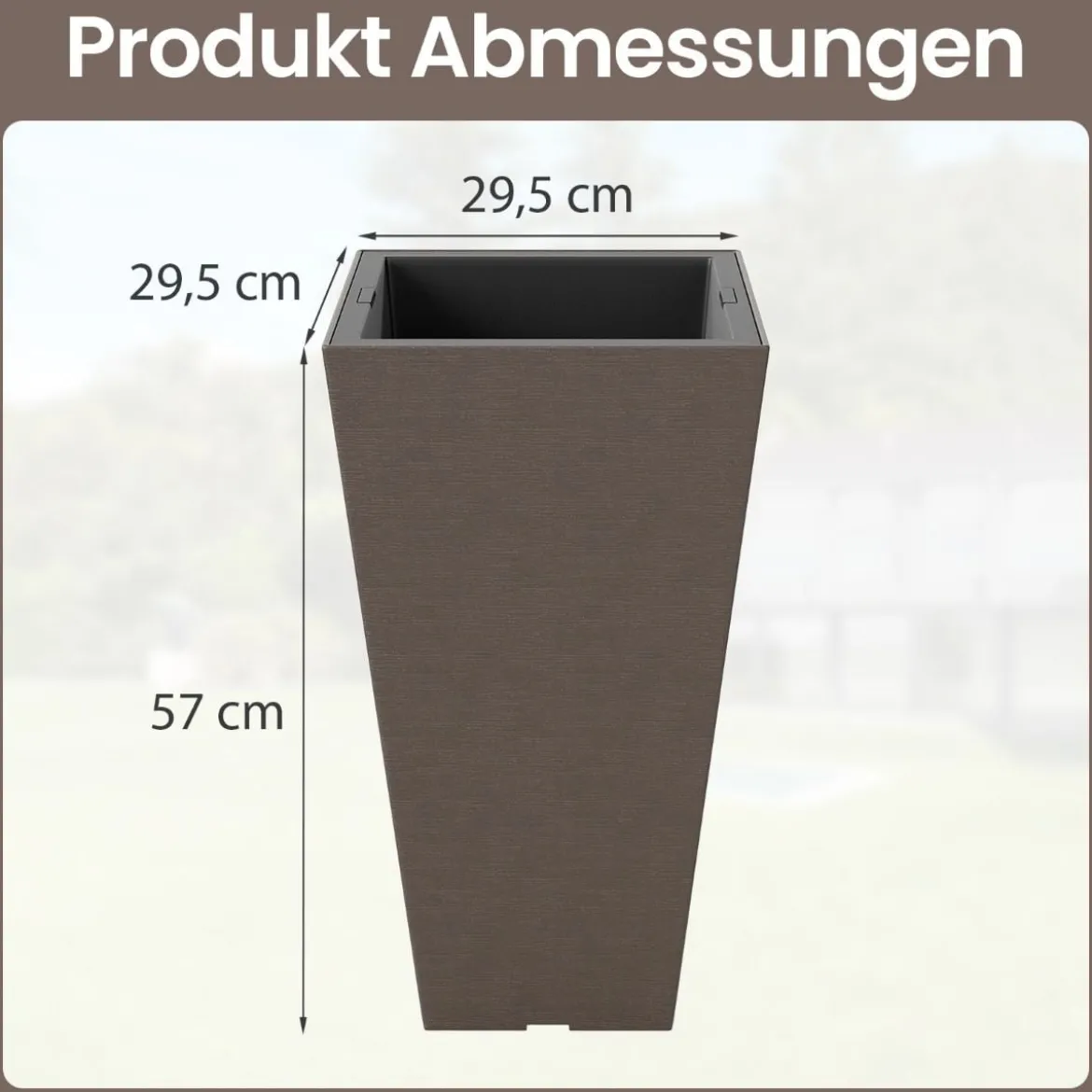 2er Pflanzkübel mit Innentopf Wetterfeste Blumentöpfe mit Entwässerungslöchern Braun