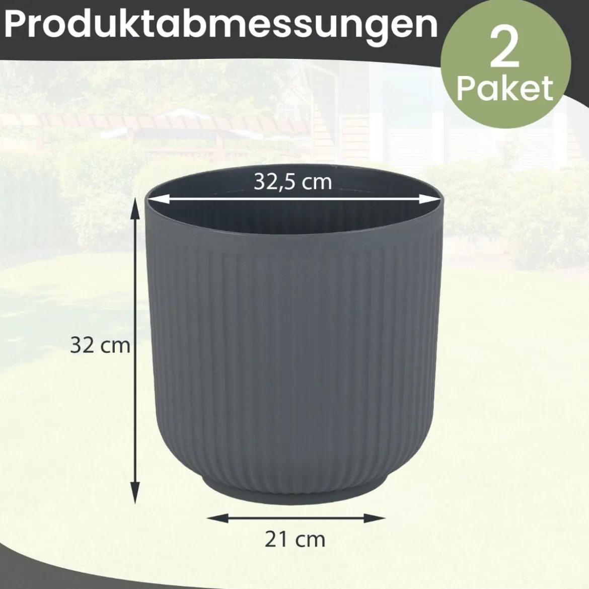 2er Pflanzkübel Pflanzgefäße mit Entwässerungslöchern Dekorative Blumentöpfe Grau