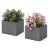 2er Pflanzkübel wetterfest Blumenkübel HDPE Garten Blumenkasten rechteckig 32 x 30 x 25 cm Grau