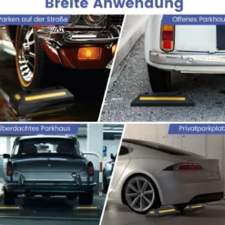 2er Radstopper Parkbegrenzung aus Gummi mit Reflektierenden Streifen LKWs bis 4000 Kg