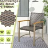 4er Rattan Gartenstuhlset mit Akazienholz-Armlehnen & Metallgestell Terrasse Essstühle