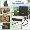 2er Rattan Stühle Set Terrassen-Korbstühle aus PE-Rattan mit Rückenlehne & Armlehne aus Holz