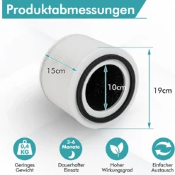 Ersatzfilter für Luftreiniger Echter 3-in-1-H13-HEPA-Filter und Aktivkohlefilter Weiß