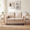 2er Set Bambus Beistelltisch mit Aufbewahrungsregalen Rechteckiger Sofatisch Couchtisch Natur