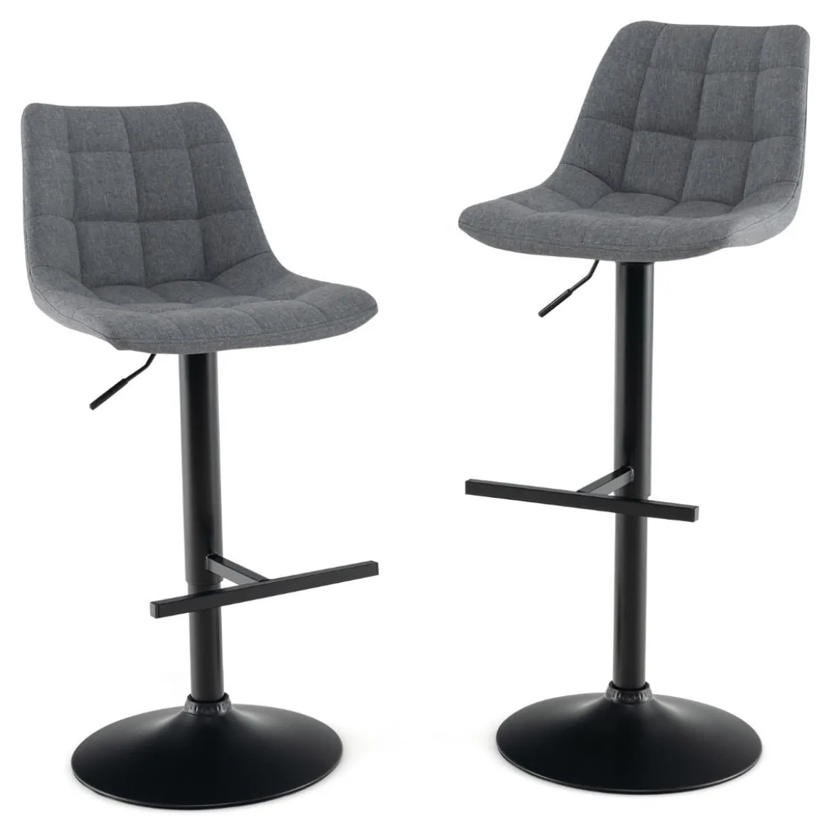 2er Set Barhocker Barstuhl Küchenstuhl 360° drehbar & höhenverstellbar Bistrohocker Grau