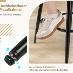 2er Set Barhocker Gepolsterter Thekenhocker 360° Drehbarer Sitzhocker Bistrohocker Weiß