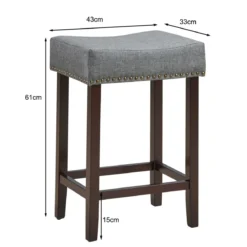 2er Set Barhocker Hochhocker Thekenhocker ohne Lehne 43 x 33 x 61 cm Grau