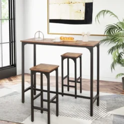 2er Set Barhocker mit Fußstütze Barstühle bis 150 kg Tresenhocker Rustikales Braun