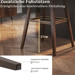 2er Set Barhocker mit Fußstütze 360° Drehbarer Thekenhocker Gepolsterter Bistrohocker