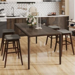2er Set Barhocker mit Fußstütze 360° Drehbarer Thekenhocker Gepolsterter Bistrohocker