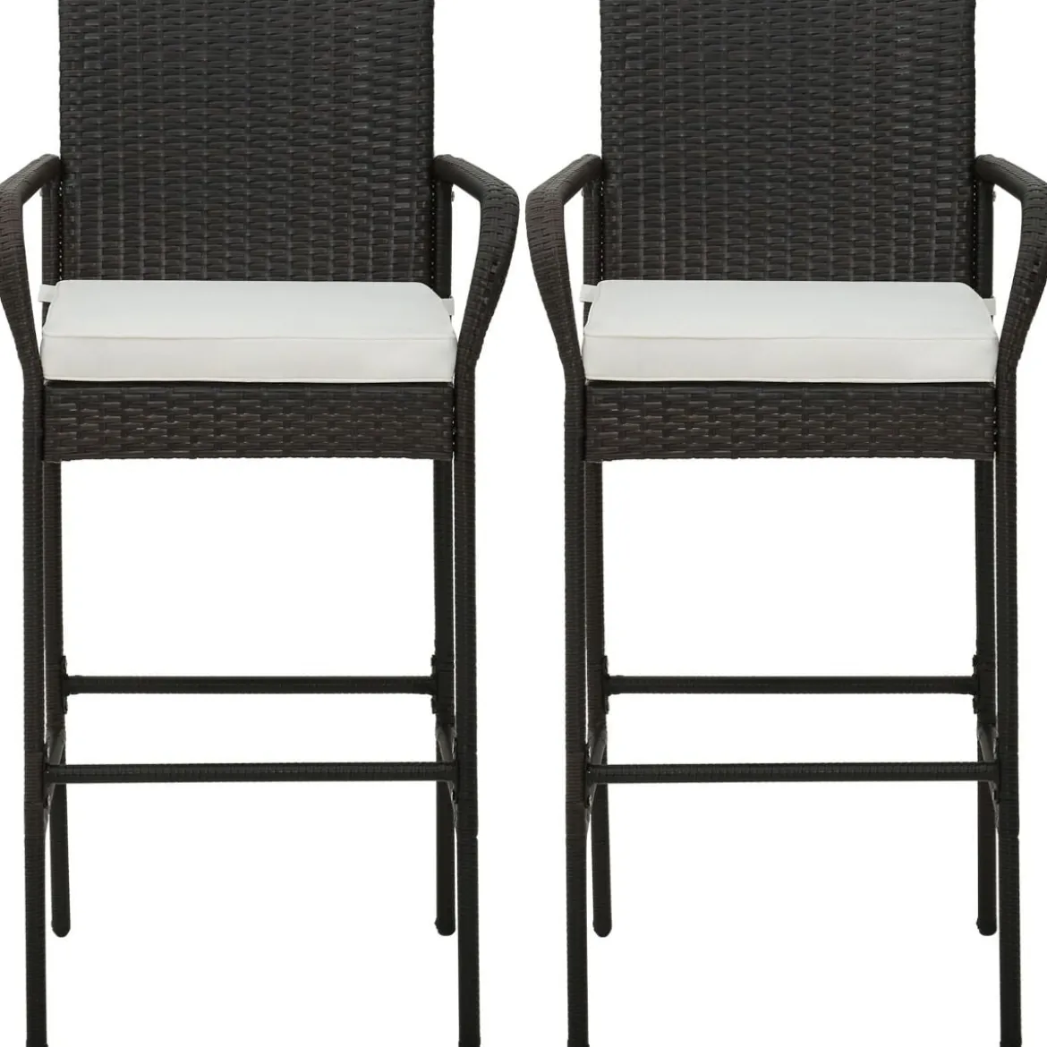 2er Set Barhocker mit Kissen & Fußstütze Rattan-Barstühle 180 kg Max. Belastbarkeit